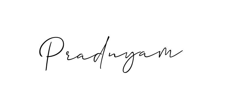 Make a beautiful signature design for name Pradnyam. With this signature (Allison_Script) style, you can create a handwritten signature for free. Pradnyam signature style 2 images and pictures png