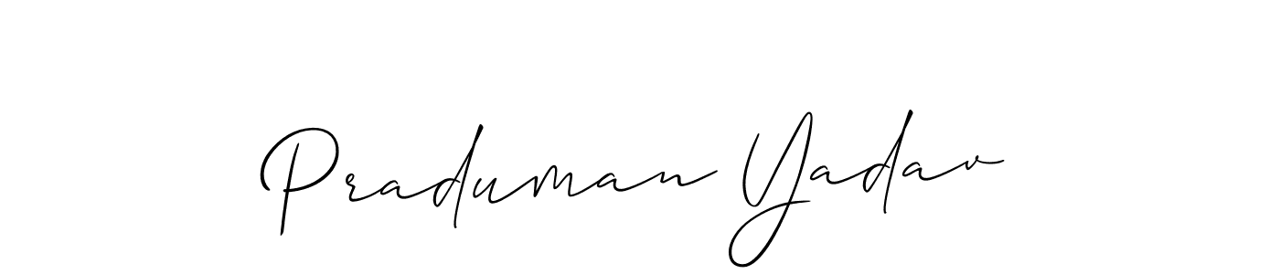 if you are searching for the best signature style for your name Praduman Yadav. so please give up your signature search. here we have designed multiple signature styles  using Allison_Script. Praduman Yadav signature style 2 images and pictures png