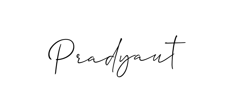 How to make Pradyaut signature? Allison_Script is a professional autograph style. Create handwritten signature for Pradyaut name. Pradyaut signature style 2 images and pictures png