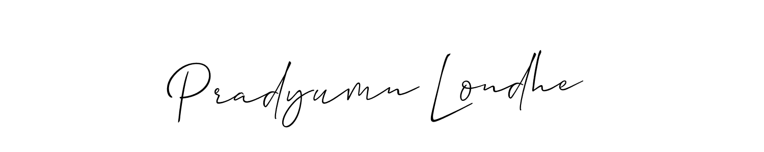 Make a beautiful signature design for name Pradyumn Londhe. With this signature (Allison_Script) style, you can create a handwritten signature for free. Pradyumn Londhe signature style 2 images and pictures png