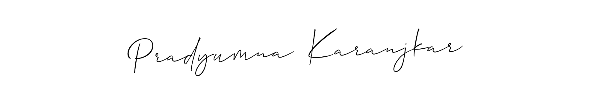 How to make Pradyumna  Karanjkar name signature. Use Allison_Script style for creating short signs online. This is the latest handwritten sign. Pradyumna  Karanjkar signature style 2 images and pictures png