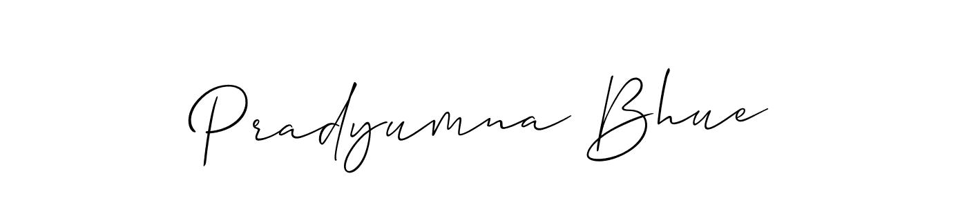 Make a short Pradyumna Bhue signature style. Manage your documents anywhere anytime using Allison_Script. Create and add eSignatures, submit forms, share and send files easily. Pradyumna Bhue signature style 2 images and pictures png