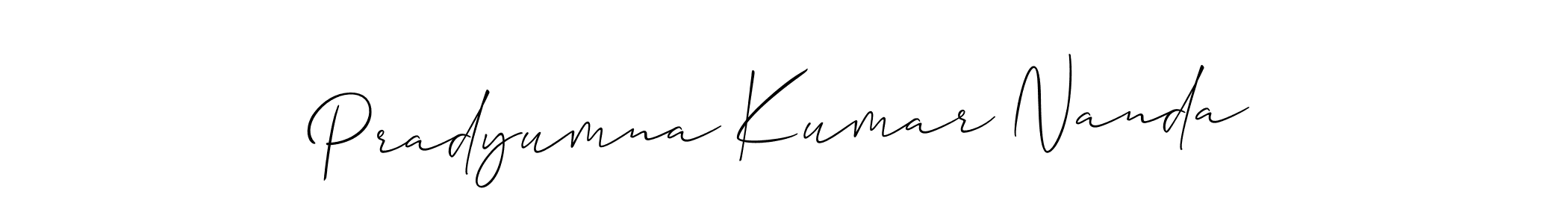 Use a signature maker to create a handwritten signature online. With this signature software, you can design (Allison_Script) your own signature for name Pradyumna Kumar Nanda. Pradyumna Kumar Nanda signature style 2 images and pictures png