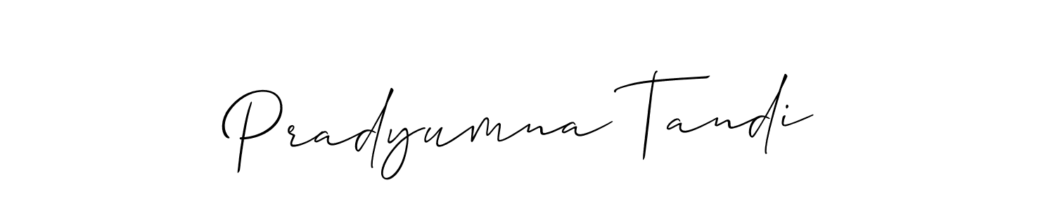 Create a beautiful signature design for name Pradyumna Tandi. With this signature (Allison_Script) fonts, you can make a handwritten signature for free. Pradyumna Tandi signature style 2 images and pictures png