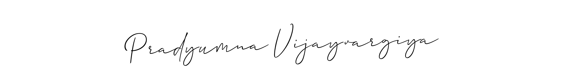 How to make Pradyumna Vijayvargiya name signature. Use Allison_Script style for creating short signs online. This is the latest handwritten sign. Pradyumna Vijayvargiya signature style 2 images and pictures png