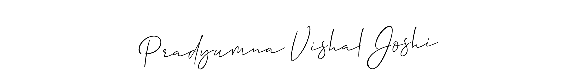 How to make Pradyumna Vishal Joshi name signature. Use Allison_Script style for creating short signs online. This is the latest handwritten sign. Pradyumna Vishal Joshi signature style 2 images and pictures png