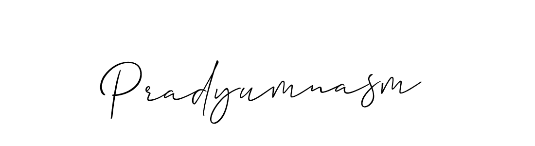 Make a beautiful signature design for name Pradyumnasm. With this signature (Allison_Script) style, you can create a handwritten signature for free. Pradyumnasm signature style 2 images and pictures png
