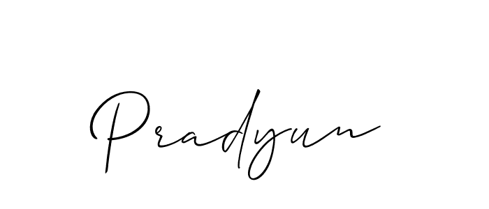 The best way (Allison_Script) to make a short signature is to pick only two or three words in your name. The name Pradyun include a total of six letters. For converting this name. Pradyun signature style 2 images and pictures png