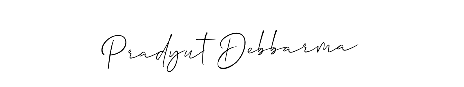 Make a beautiful signature design for name Pradyut Debbarma. With this signature (Allison_Script) style, you can create a handwritten signature for free. Pradyut Debbarma signature style 2 images and pictures png