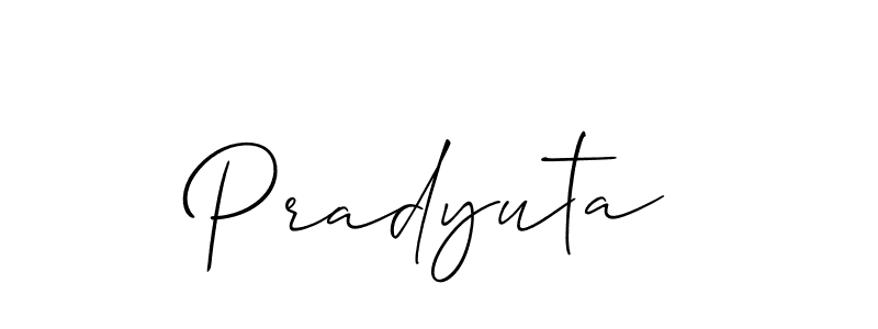 Make a beautiful signature design for name Pradyuta. With this signature (Allison_Script) style, you can create a handwritten signature for free. Pradyuta signature style 2 images and pictures png