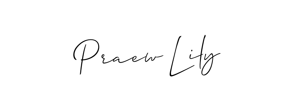 Use a signature maker to create a handwritten signature online. With this signature software, you can design (Allison_Script) your own signature for name Praew Lily. Praew Lily signature style 2 images and pictures png