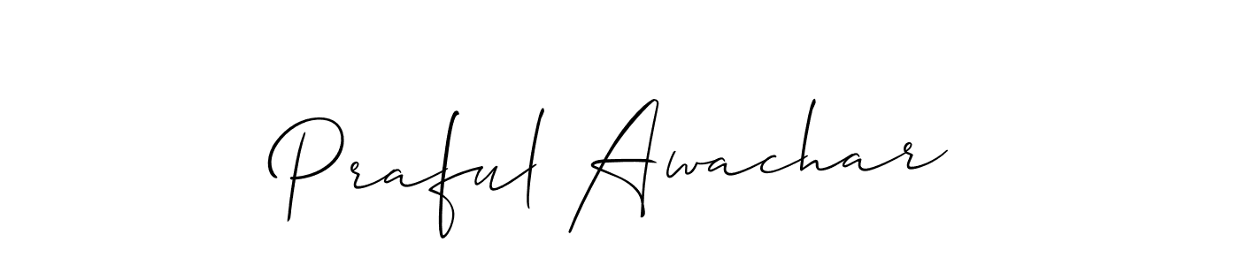 Similarly Allison_Script is the best handwritten signature design. Signature creator online .You can use it as an online autograph creator for name Praful Awachar. Praful Awachar signature style 2 images and pictures png