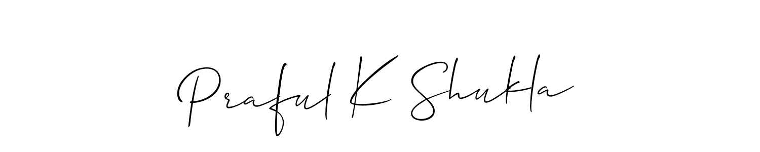 You should practise on your own different ways (Allison_Script) to write your name (Praful K Shukla) in signature. don't let someone else do it for you. Praful K Shukla signature style 2 images and pictures png