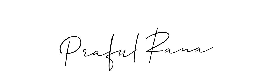 The best way (Allison_Script) to make a short signature is to pick only two or three words in your name. The name Praful Rana include a total of six letters. For converting this name. Praful Rana signature style 2 images and pictures png