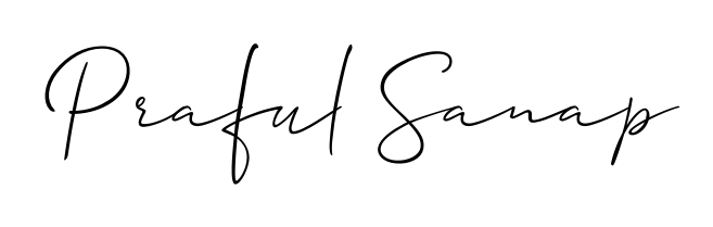 A sleek calligraphic signature for name Praful Sanap utilizing Allison_Script styling. Great for adding personal signatures to photos and art. Praful Sanap signature style 2 images and pictures png