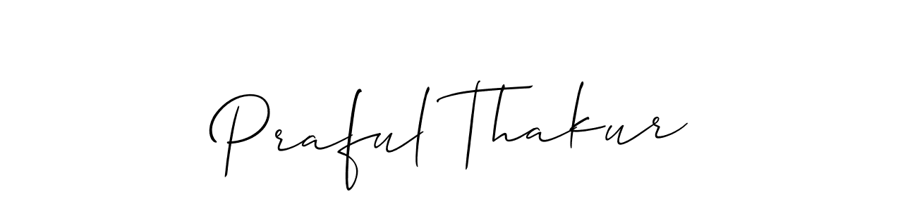 The best way (Allison_Script) to make a short signature is to pick only two or three words in your name. The name Praful Thakur include a total of six letters. For converting this name. Praful Thakur signature style 2 images and pictures png