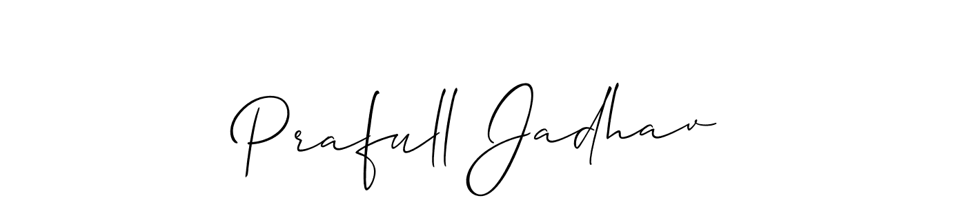 The best way (Allison_Script) to make a short signature is to pick only two or three words in your name. The name Prafull Jadhav include a total of six letters. For converting this name. Prafull Jadhav signature style 2 images and pictures png