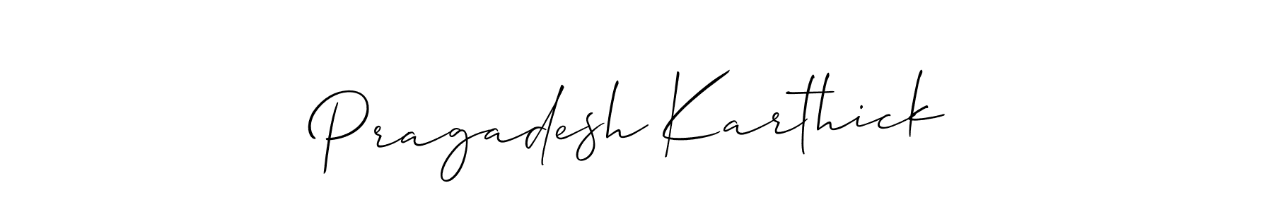 How to make Pragadesh Karthick signature? Allison_Script is a professional autograph style. Create handwritten signature for Pragadesh Karthick name. Pragadesh Karthick signature style 2 images and pictures png