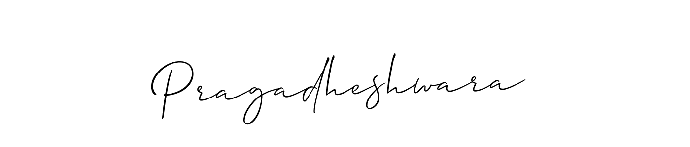 Use a signature maker to create a handwritten signature online. With this signature software, you can design (Allison_Script) your own signature for name Pragadheshwara. Pragadheshwara signature style 2 images and pictures png