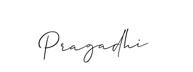 Use a signature maker to create a handwritten signature online. With this signature software, you can design (Allison_Script) your own signature for name Pragadhi. Pragadhi signature style 2 images and pictures png