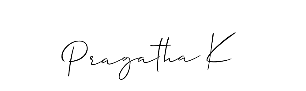 Use a signature maker to create a handwritten signature online. With this signature software, you can design (Allison_Script) your own signature for name Pragatha K. Pragatha K signature style 2 images and pictures png