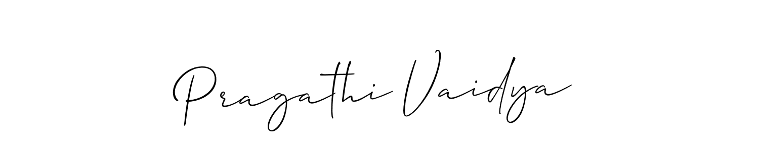 How to make Pragathi Vaidya signature? Allison_Script is a professional autograph style. Create handwritten signature for Pragathi Vaidya name. Pragathi Vaidya signature style 2 images and pictures png