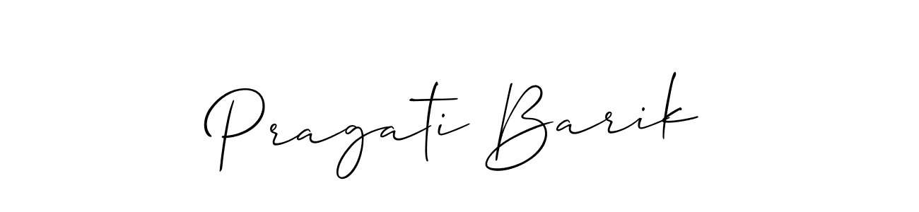 Create a beautiful signature design for name Pragati Barik. With this signature (Allison_Script) fonts, you can make a handwritten signature for free. Pragati Barik signature style 2 images and pictures png