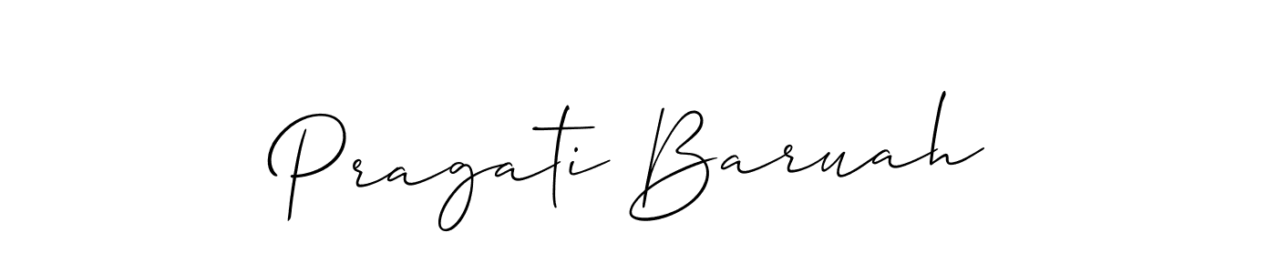 The best way (Allison_Script) to make a short signature is to pick only two or three words in your name. The name Pragati Baruah include a total of six letters. For converting this name. Pragati Baruah signature style 2 images and pictures png