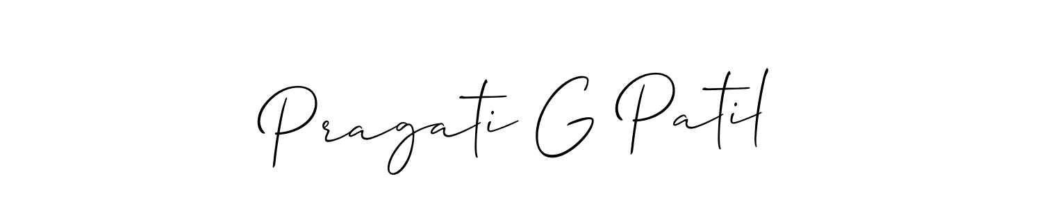 How to make Pragati G Patil name signature. Use Allison_Script style for creating short signs online. This is the latest handwritten sign. Pragati G Patil signature style 2 images and pictures png