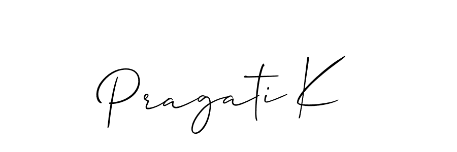 Design your own signature with our free online signature maker. With this signature software, you can create a handwritten (Allison_Script) signature for name Pragati K. Pragati K signature style 2 images and pictures png