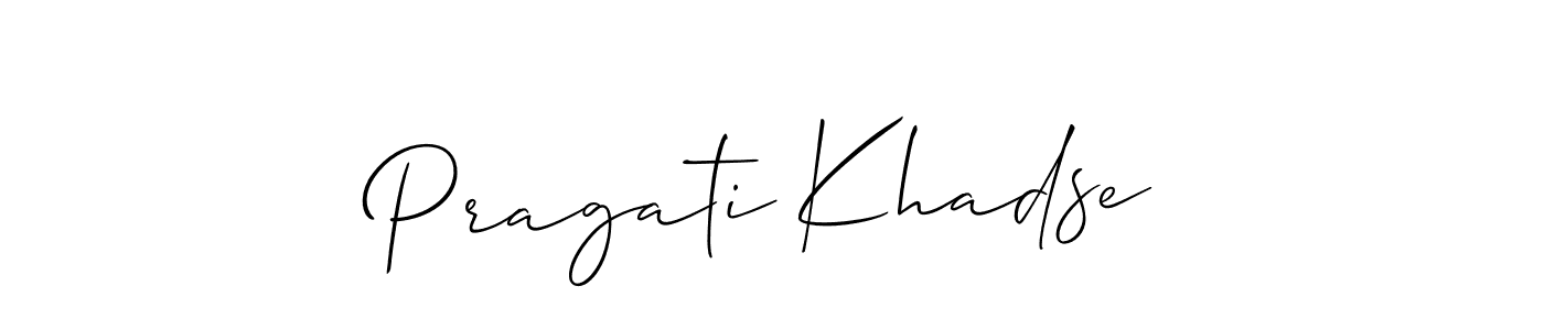 Create a beautiful signature design for name Pragati Khadse. With this signature (Allison_Script) fonts, you can make a handwritten signature for free. Pragati Khadse signature style 2 images and pictures png