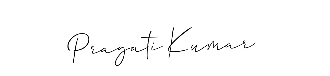 The best way (Allison_Script) to make a short signature is to pick only two or three words in your name. The name Pragati Kumar include a total of six letters. For converting this name. Pragati Kumar signature style 2 images and pictures png