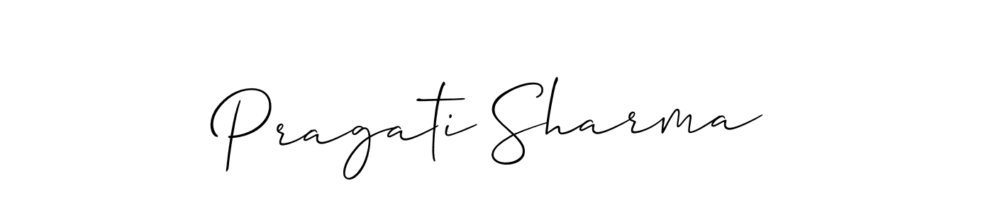 Make a short Pragati Sharma signature style. Manage your documents anywhere anytime using Allison_Script. Create and add eSignatures, submit forms, share and send files easily. Pragati Sharma signature style 2 images and pictures png