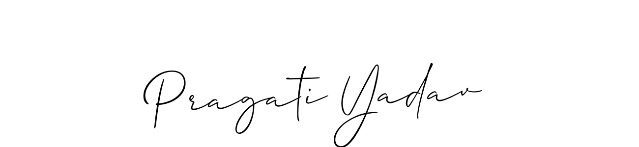 Create a beautiful signature design for name Pragati Yadav. With this signature (Allison_Script) fonts, you can make a handwritten signature for free. Pragati Yadav signature style 2 images and pictures png