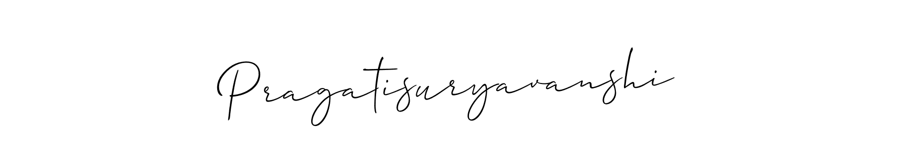 How to make Pragatisuryavanshi name signature. Use Allison_Script style for creating short signs online. This is the latest handwritten sign. Pragatisuryavanshi signature style 2 images and pictures png