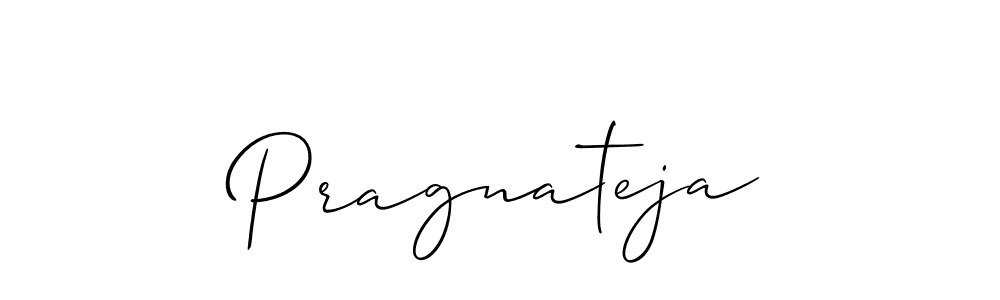 The best way (Allison_Script) to make a short signature is to pick only two or three words in your name. The name Pragnateja include a total of six letters. For converting this name. Pragnateja signature style 2 images and pictures png