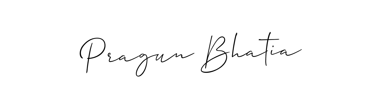 Also You can easily find your signature by using the search form. We will create Pragun Bhatia name handwritten signature images for you free of cost using Allison_Script sign style. Pragun Bhatia signature style 2 images and pictures png