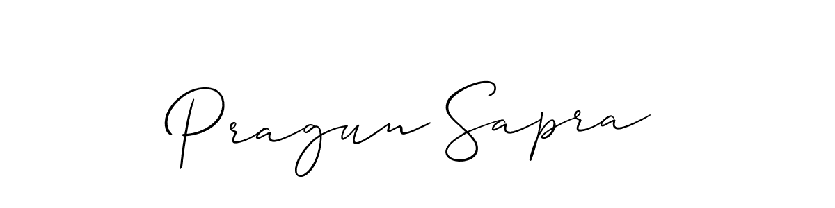 Make a beautiful signature design for name Pragun Sapra. With this signature (Allison_Script) style, you can create a handwritten signature for free. Pragun Sapra signature style 2 images and pictures png