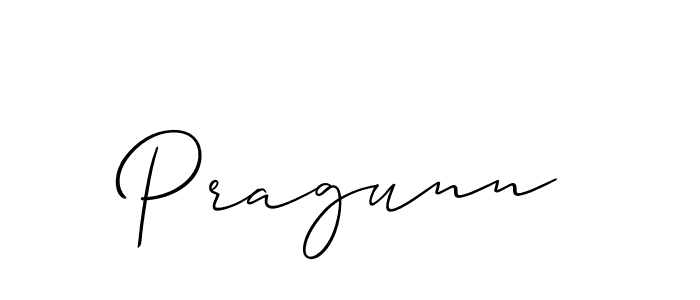 Make a beautiful signature design for name Pragunn. With this signature (Allison_Script) style, you can create a handwritten signature for free. Pragunn signature style 2 images and pictures png