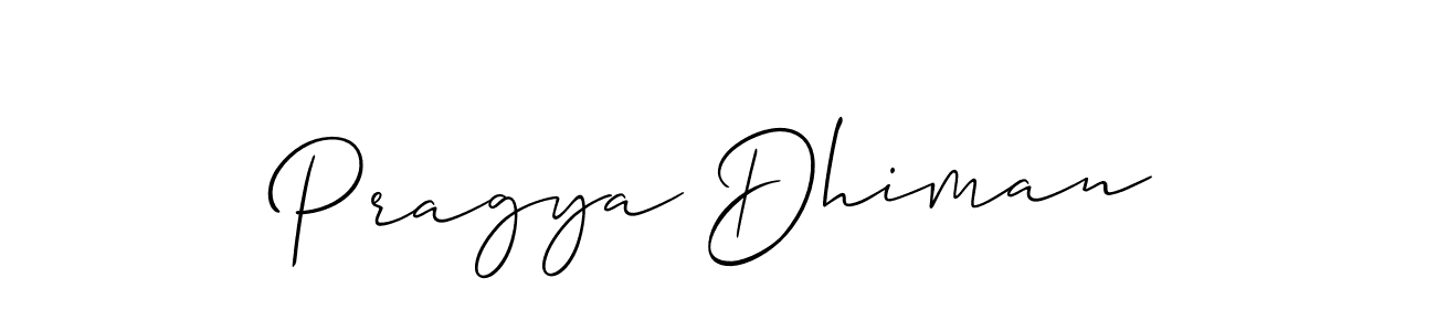 Pragya Dhiman stylish signature style. Best Handwritten Sign (Allison_Script) for my name. Handwritten Signature Collection Ideas for my name Pragya Dhiman. Pragya Dhiman signature style 2 images and pictures png
