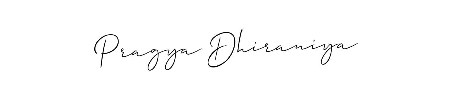 Similarly Allison_Script is the best handwritten signature design. Signature creator online .You can use it as an online autograph creator for name Pragya Dhiraniya. Pragya Dhiraniya signature style 2 images and pictures png