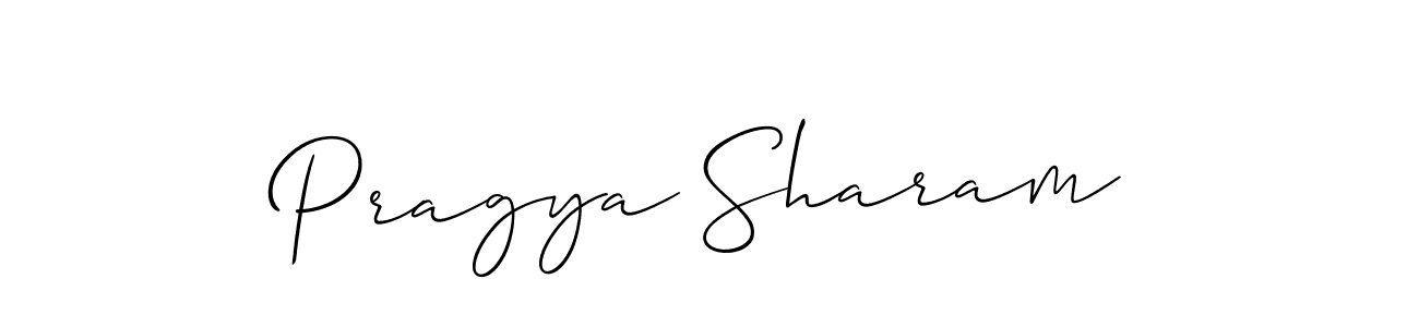 Make a beautiful signature design for name Pragya Sharam. With this signature (Allison_Script) style, you can create a handwritten signature for free. Pragya Sharam signature style 2 images and pictures png