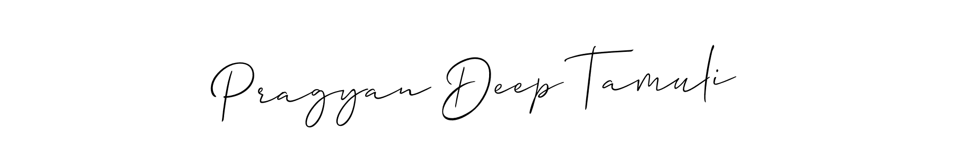 Use a signature maker to create a handwritten signature online. With this signature software, you can design (Allison_Script) your own signature for name Pragyan Deep Tamuli. Pragyan Deep Tamuli signature style 2 images and pictures png