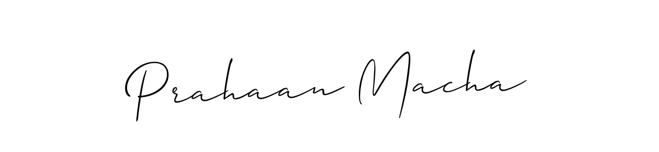 Use a signature maker to create a handwritten signature online. With this signature software, you can design (Allison_Script) your own signature for name Prahaan Macha. Prahaan Macha signature style 2 images and pictures png