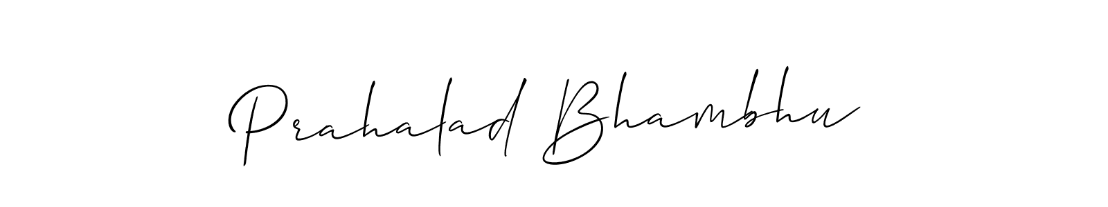 Allison_Script is a professional signature style that is perfect for those who want to add a touch of class to their signature. It is also a great choice for those who want to make their signature more unique. Get Prahalad Bhambhu name to fancy signature for free. Prahalad Bhambhu signature style 2 images and pictures png