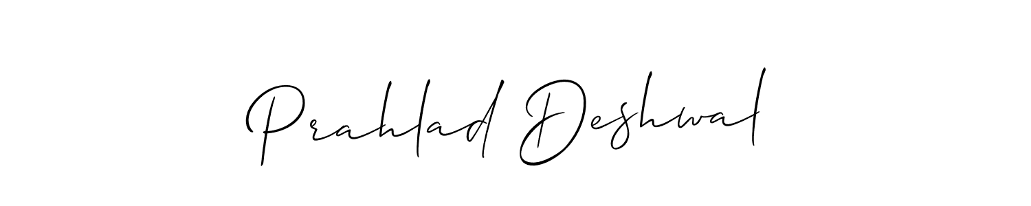 You should practise on your own different ways (Allison_Script) to write your name (Prahlad Deshwal) in signature. don't let someone else do it for you. Prahlad Deshwal signature style 2 images and pictures png