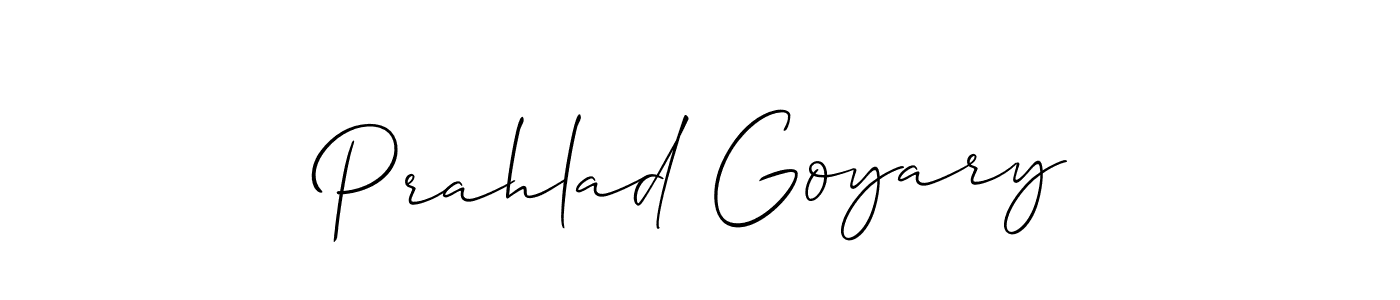 Also we have Prahlad Goyary name is the best signature style. Create professional handwritten signature collection using Allison_Script autograph style. Prahlad Goyary signature style 2 images and pictures png