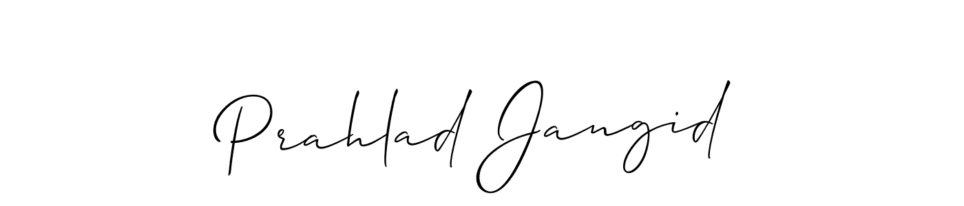 The best way (Allison_Script) to make a short signature is to pick only two or three words in your name. The name Prahlad Jangid include a total of six letters. For converting this name. Prahlad Jangid signature style 2 images and pictures png