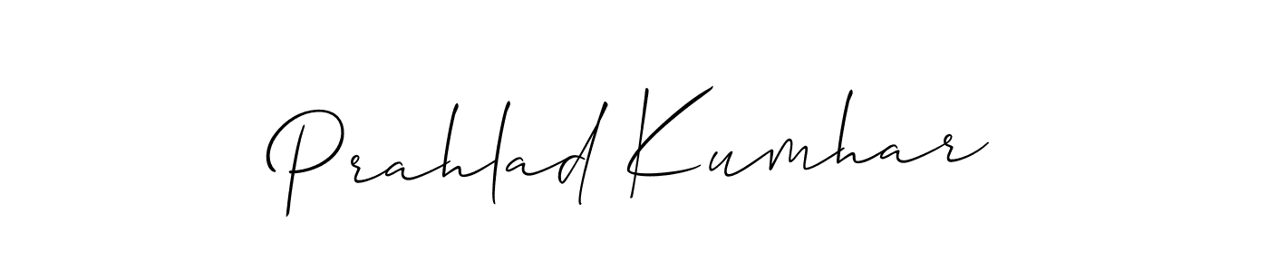 You should practise on your own different ways (Allison_Script) to write your name (Prahlad Kumhar) in signature. don't let someone else do it for you. Prahlad Kumhar signature style 2 images and pictures png