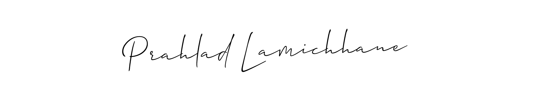 Design your own signature with our free online signature maker. With this signature software, you can create a handwritten (Allison_Script) signature for name Prahlad Lamichhane. Prahlad Lamichhane signature style 2 images and pictures png
